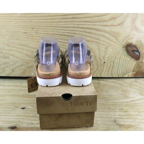 New Born Sandals Womens 8 Green Leather Freesla Braided Flats Shoes - Picture 3 of 8